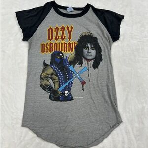 The Knits Ozzy Osbourne Shirt Mens S Grey Black 1982 Vintage Raglan Rock Tee